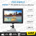 FeelWorld FW759 7" IPS HDMI On-Camera Monitor with Sunshade and HDMI Lock